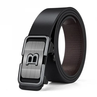 New Fashion Men's Belt Toothless Automatic Buckle Belt Alloy Letter Button for Business Fashion High Quality Men's Strap 4