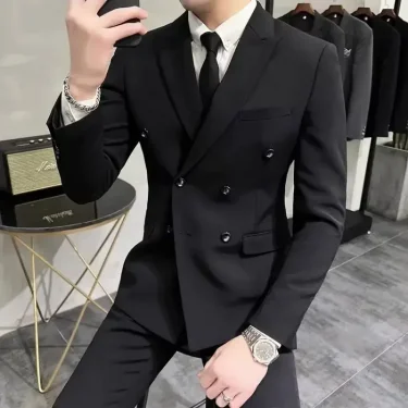 Wedding 2 Piece Outfit Set Male Slim Fit Full Men's Suits and Blazers Dress Formal Groom Clothes Elegant Spring Autumn Luxury 4
