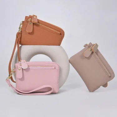 Fashion Wallets Multi Card Slots Solid Color Keychain Wallet Multi Functional Coin Pocket Women Lipstick Earphone Storage Pouch 6