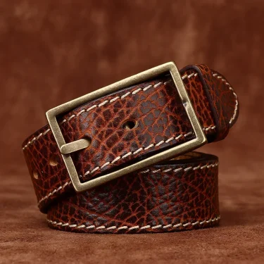3.8cm Thick Wild Cowskin Men Belt High Quality Genuine Leather Brass Buckle Retro Strap Male Jeans Luxury Designer Belts for Man 5