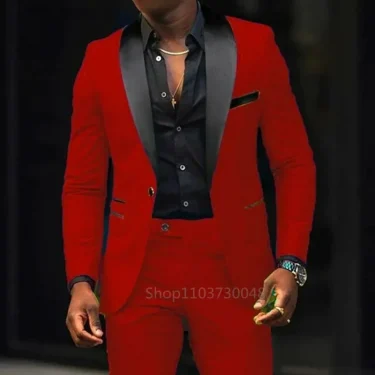 2 Piece Solid Casual Men Wedding Suits Slim Fit Shawl Lapel Blazer Pant Designs Party Prom Suits Best Man Business Wear Suit 6