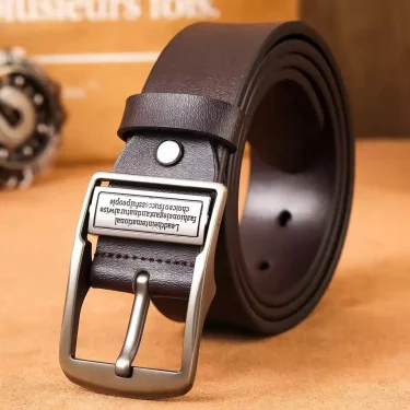 New Leather Cowhide Men's Belt Fashion Metal Alloy Pin Buckle Adult Luxury Brand Jeans Business Casual Waist Male Strap Brand 1