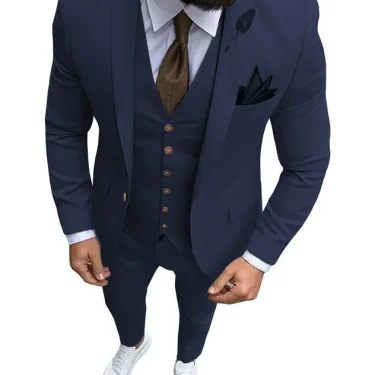 3 Pieces Men's Suit Formal Business Notch Lapel Slim Fit Tuxedos Best Man Blazer For Wedding(Blazer+Vest+Pants) 3