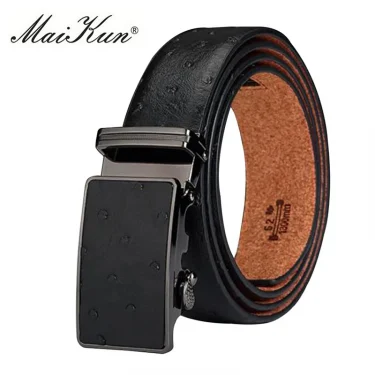 Maikun Luxury Leather Belt for Men Original Designt Ostrich Grain Automatic Buckle Belt Ceinture Homme Cinto Masculino 2