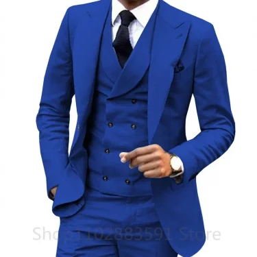 3 Piece Men Wedding Suit Prom Dress Jacket+Pants+Vest Business Men Suit Set Slim Fit Groom Tuxedo Male Blazer British Style 6