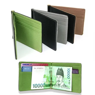 New Fashion Simple Designer Men Money Clip Wallets With Metal Clamp Women Slim Leather Purse Bank Card Slots Cash Holder For Man 1