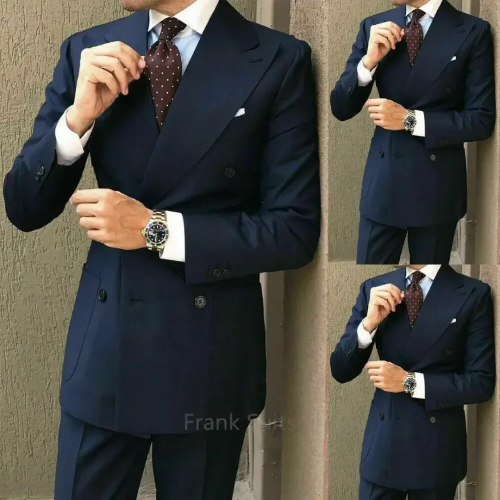 2 Piece Men's Wedding Suit Fashion Male Slim Business Office Suit Men Blazer Pants Male Tuxedos For Groom Wedding Costume Homme 1
