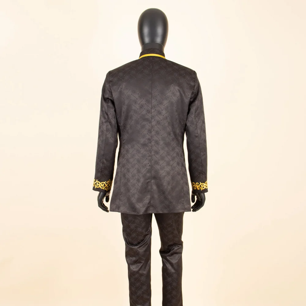 African Men Suit for Traditional Wedding Custom Business Attire Gold Embroidery Coat Pants Set Party Bazin Riche Attire 2416079 5