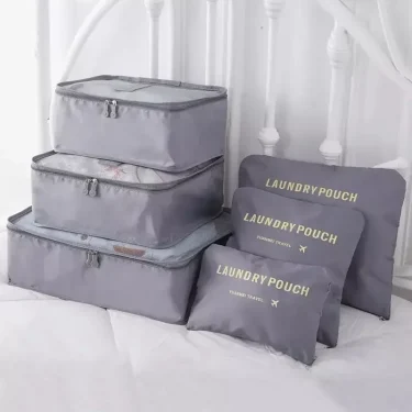 6Pcs Luggage Travel Bags Underwear Shoes Storage Bag Oxford Waterproof Cloth Suitcase Pouch Cube Red Organiser For Clothing 2
