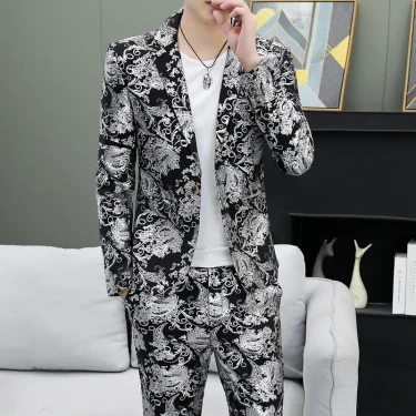 Traje De Hombre Elegante (Blazer+ Pants) Men's Fashion Business Professional Gentleman Print Wedding Casual Elegant Man Suit 5