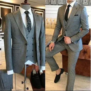 3 Pieces Groom Wear Green Men Suits 2023 Slim Fit Peak Lapel One Button Wedding Tuxedo Terno Masculino (Jacket+Pants+Vest+Tie） 6