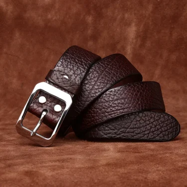 3.8cm Pure Cowskin Men Belt High Quality Genuine Leather Stainless Steel Buckle Strap Male Jeans Luxury Designer Belts for Man 4