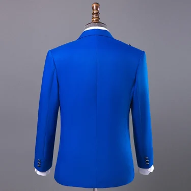 Men's Formal Suits Blue fashion Slim Blazers Group musical performance Costume Wedding Party Prom Host singer show Stage suit 4