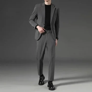 Wedding Blazer Groom Slim Fit Spring Autumn 2 Piece Outfit Set Man Casual Trends Costumes New In Ceremony Full Suit for Men 6