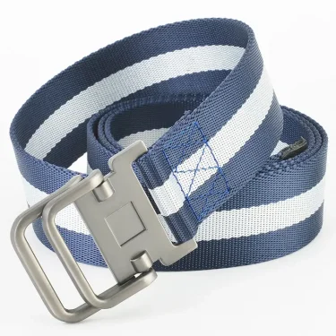 Double Loop Metal Buckle Canvas Belt Blue Strap Men's Women Unisex Cargo Pants Student Youth Belt Students Korean Jeans Belt 4