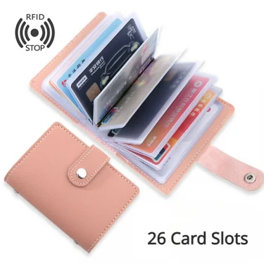 New Anti-theft ID Credit Card Holder Fashion Women's 26 Cards Slim PU Leather Pocket Case Purse Wallet bag for Women Men Female 1