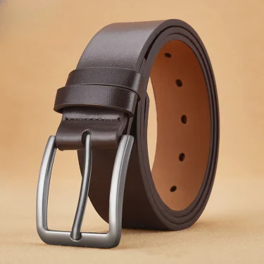 An Elegant Men's Casual Business Style Belt，Equipped with Square Alloy Buckle，Durable Anti-Stretch Imitation Leather，Suitable fo 2