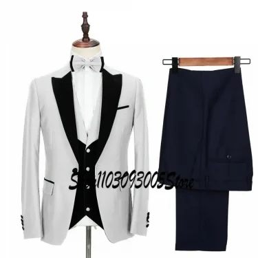 Beige Formal Wedding Elegant Men Suits Groom Tuxedos Prom Slim Fit Blazers Hombre High Quality Custom 3 Piece Set Costume Homme 6