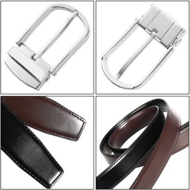 VATLTY New Men's Reversible Belt Natural Cowhide Hard Zinc Alloy Silver Buckle Brown Belt Genuine Leather Trousers Belt Male 4