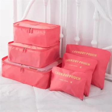 6Pcs Luggage Travel Bags Underwear Shoes Storage Bag Oxford Waterproof Cloth Suitcase Pouch Cube Red Organiser For Clothing 1