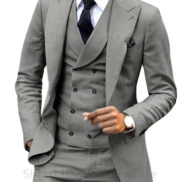 3 Piece Men Wedding Suit Prom Dress Jacket+Pants+Vest Business Men Suit Set Slim Fit Groom Tuxedo Male Blazer British Style 2