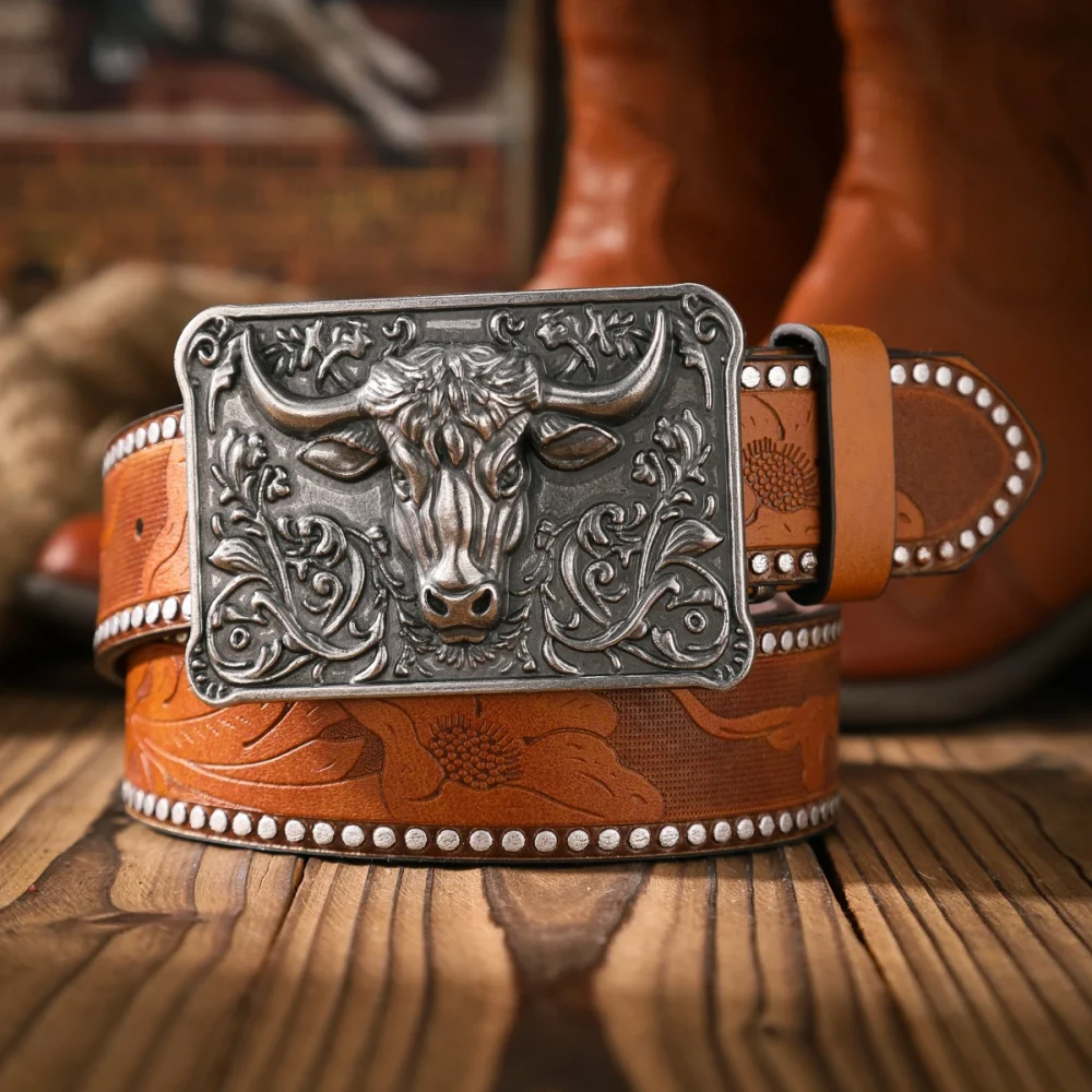 A casual and retro belt, a waist accessory for Western-style clothing, metal buckle, PU belt, suitable for both men and women 3