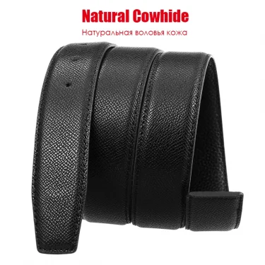 VATLTY 3.4cm Trouser Belt for Men Natural Cowhide 130cm Black Casual Belt Solid Metal Pin Buckle Leather Girdles Male Gifts 2