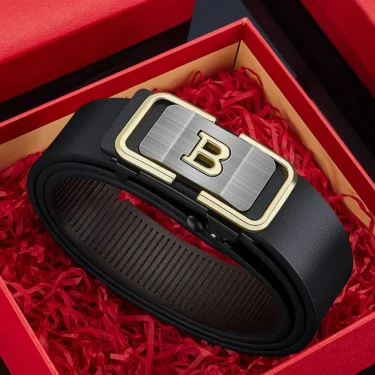 New Fashion Men's Belt Toothless Automatic Buckle Belt Alloy Letter Button for Business Fashion High Quality Men's Strap 1