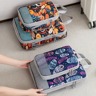 4Pcs Portable Suitcase Clothes Organizers Handbag Travel Bag Travel Compression Packing Cubes Bag Waterproof Organizer Bags 2