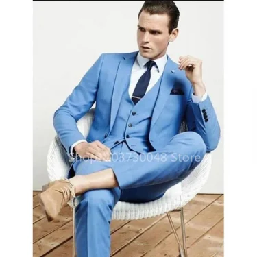Elegant Pink Men's Suits 3 Piece Notch Lapel Casual Tuxedos for Wedding Groomsmen Suits Business Men Suits(Blazer+Vest+Pant) 4