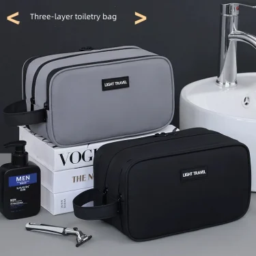 2025 men's toiletry bag travel portable three-layer storage bag dry and wet separation large capacity cosmetic bag 5