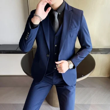Suit (Blazer+ Vest + Pants) Men's Fashion Business Gentleman Professional Formal Dress Korean Version Banquet Dress Suit M-6XL 1