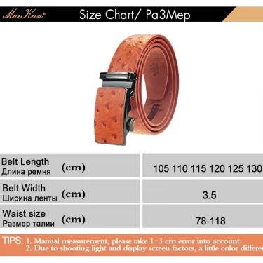 Maikun Luxury Leather Belt for Men Original Designt Ostrich Grain Automatic Buckle Belt Ceinture Homme Cinto Masculino 6