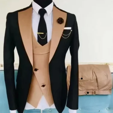 Men's Suit for Wedding 3 Pieces Blazer Vest and Pants Set Fitted Tuxedo for Groomsmen Adult Costume Summer Beach Wedding Parties 4