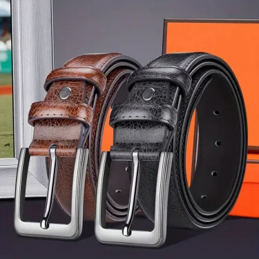 Men's Business Leather Belt - Fashion Designer High Quality Luxury Genuine Leather Casual Denim Waist Belt 1