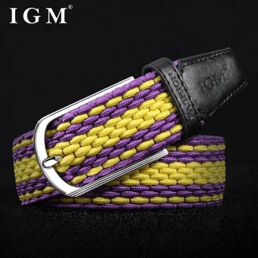 Men Women Stretch Belt For Unisex Knitted Braided Metal Pin Buckle Male Canvas Pants Jeans Elastic Belt 5