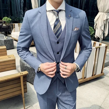 Men's 2025 Three-Piece Suit Set Casual Business Wedding Banquet Outfit Handsome M-4XL Stylish Combination with Vest And Trousers 2