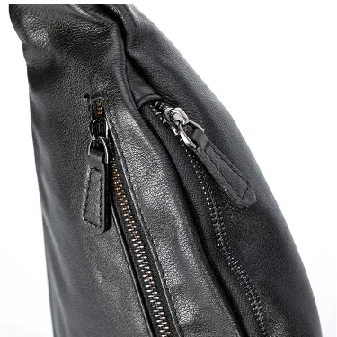 Fashion Genuine Leather Men's Chest Pack Shoulder Bag Messenger Sling Bag Small Leisure Bag Crossbody Black M129 6