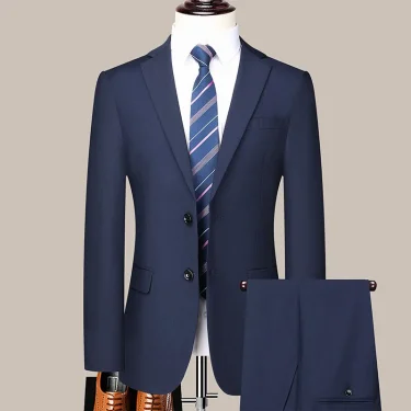 Two button men (suit + trousers) Korean version of fashion slim-fit business professional dress work formal two-piece set 1