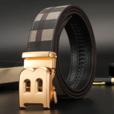 New Canvas Men Belt Luxury Automatic Zinc Alloy B Buckle Brand Real Leather Belt for Business Men Male Waistband for jeans belt 6