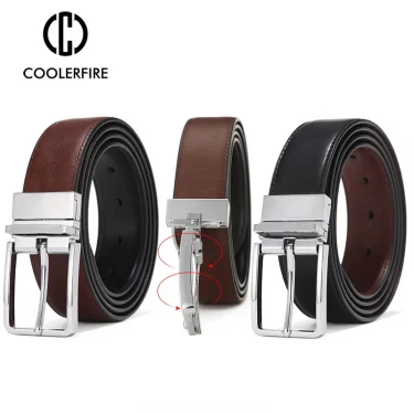 For Jeans Male Rotated Buckle Designer Cowskin Dress Belts Reversible Leather Belt Men Accessories Luxury Waist Belt HQ112 5