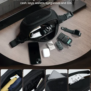 1TG Tactical Sling Bag for Men, Fanny Pack Waist Bag for Men Women Crossbody Bag Waist Pack Tactical Fanny Pack for Hiking Yoga 4