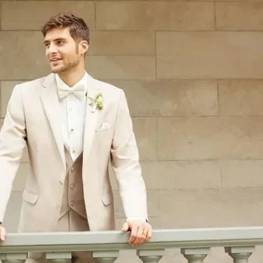 Best Selling High Quality Romantic Styles Beige Coat Of Wedding/Party Business/Formal/Smoking Suits Cheap Groom Tuxedos 2
