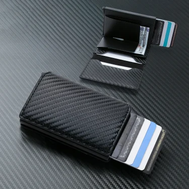 Anti-theft RFID credit card holder minimalist wallet pocket slim card holder card holder pu leather for men and women 3