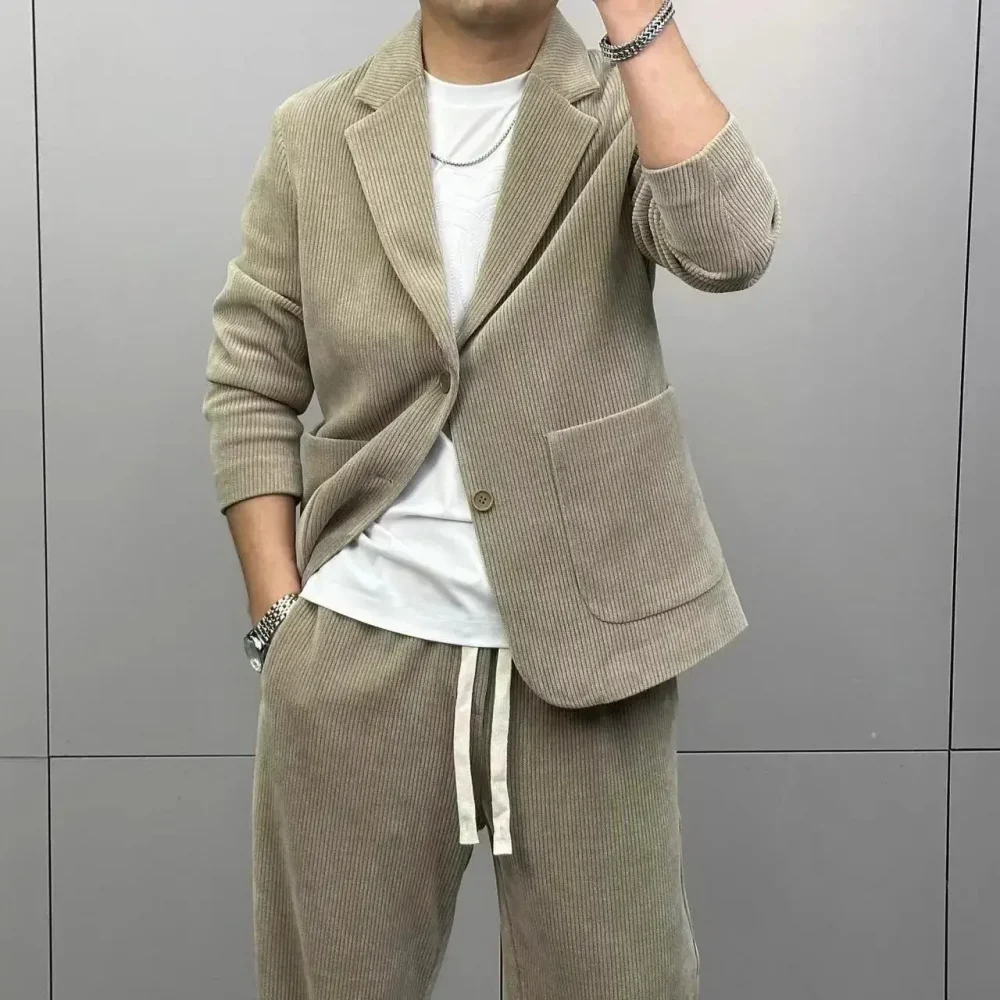 2 Piece Outfit Set Man Casual High Quality 2024 Double Breasted Full Suit for Men Gentleman Luxury Ceremony Pants Fashion Blazer 3