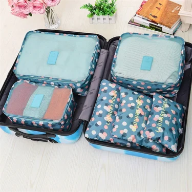 6 PCS Travel Storage Bag Set for Clothes Tidy Organizer Wardrobe Suitcase Pouch Travel Organizer Bag Case Shoes Packing Cube Bag 2