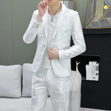 Traje De Hombre Elegante (Blazer+ Pants) Men's Fashion Business Professional Gentleman Print Wedding Casual Elegant Man Suit 2