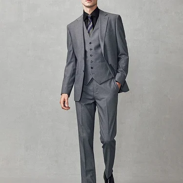 9% Wool Luxury Grey Men Suits Set Slim Fit Fashion Wedding Groom Wear Spring New Arrival Man Casual Daily Clothing Plus Size 58A 3