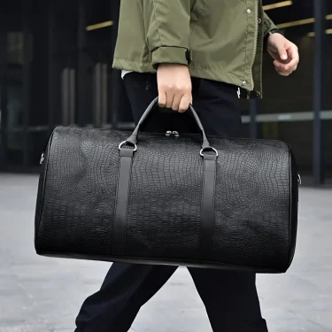 Large Capacity Retro Crocodile-Textured Travel Duffel Bag - Durable Unisex Vacation Luggage, Versatile Gift for Men & Women 6