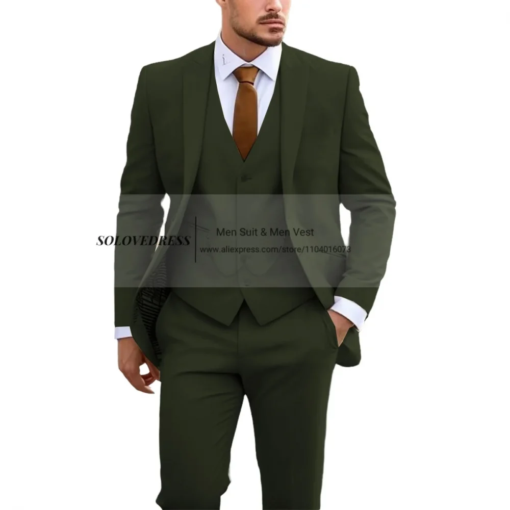 New Formal Occasion Men Suit Business Tuxedos Groom Groomsman Wedding Party Prom Male 3 Piece Set Blazer Vest Pants 3